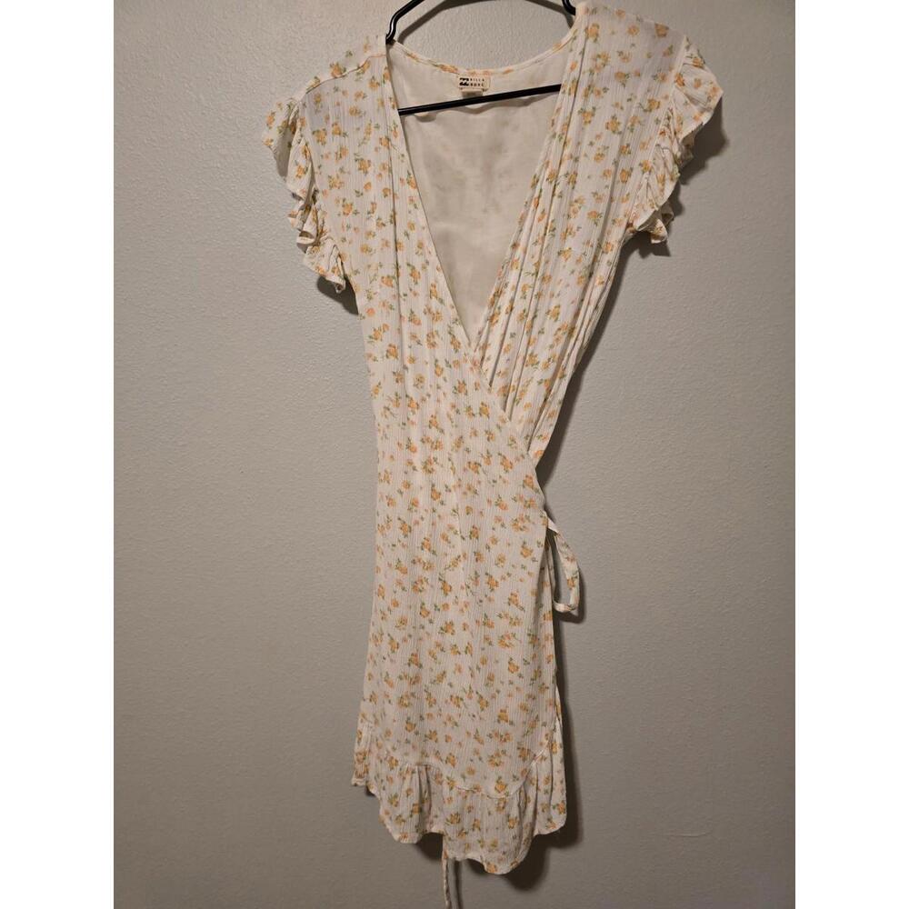 Billabong White Floral Wrap Mini Dress (S)